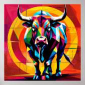 Kleurrijke mozaïek stier poster (Voorkant)