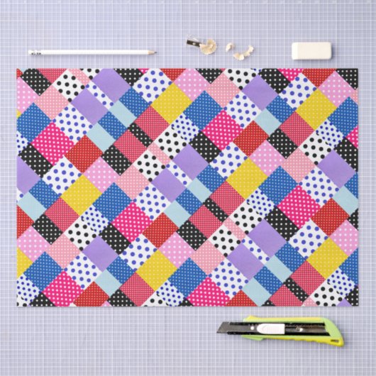 Kleurrijke Mozaïek Stippen Patroon Tissuepapier (Craft)