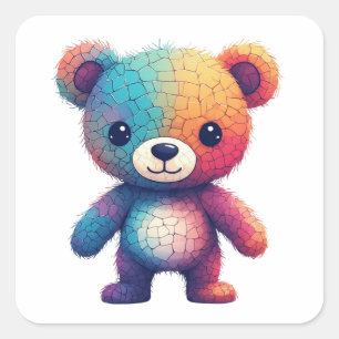 Kleurrijke Mozaïek Teddibeer Vierkante Sticker