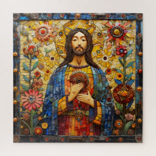 Kleurrijke mozaïek van Jezus Christus Legpuzzel