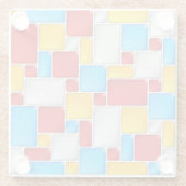 Kleurrijke mozaïek vierkanten glazen onderzetter (Achterkant)