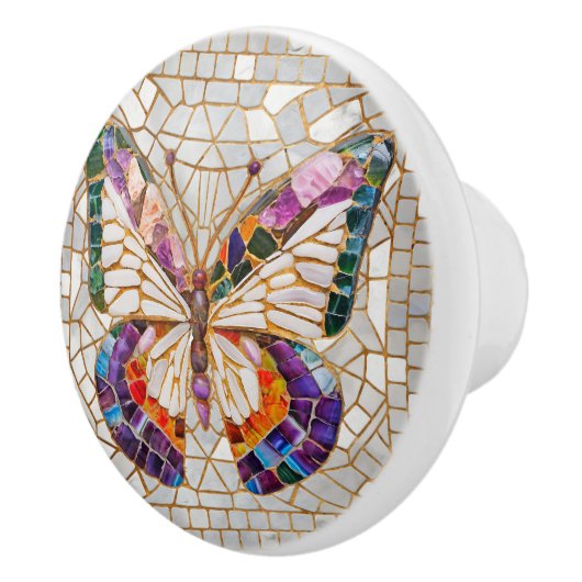 Kleurrijke mozaïek vlinder keramische knop (Rechts)