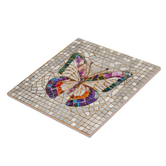 Kleurrijke mozaïek vlinder tegeltje (Zijkant)