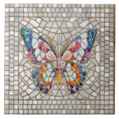 Kleurrijke mozaïek vlinder tegeltje (Voorkant)