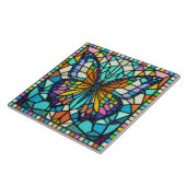 Kleurrijke mozaïek vlinder tegeltje (Zijkant)