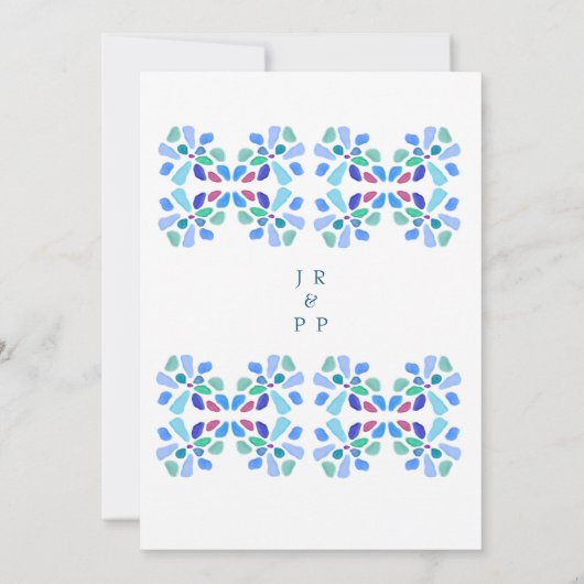 Kleurrijke Mozaïek Zee Glas Trouwdag Kaart (Achterkant)