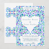 Kleurrijke Mozaïek Zee Glas Trouwdag Kaart (Voorkant / Achterkant)