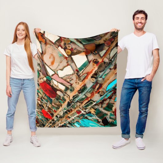 Kleurrijke mozaïekkunst fleece deken (In situ)