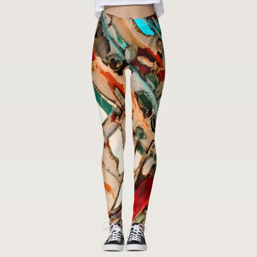 Kleurrijke mozaïekkunst leggings (Voorkant)