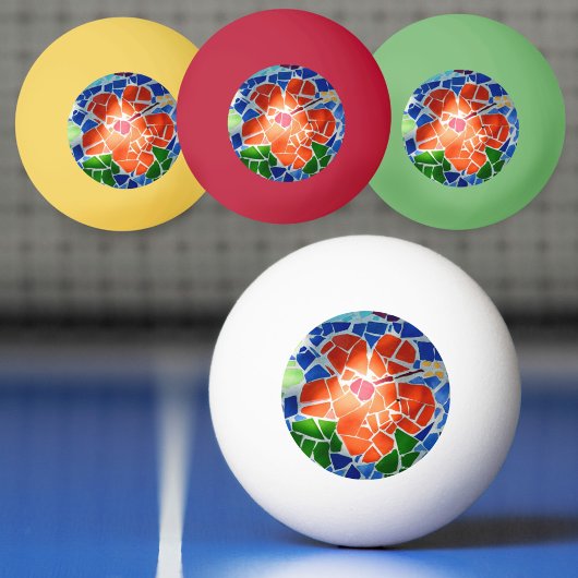 Kleurrijke mozaïekrode ventilator pingpongbal