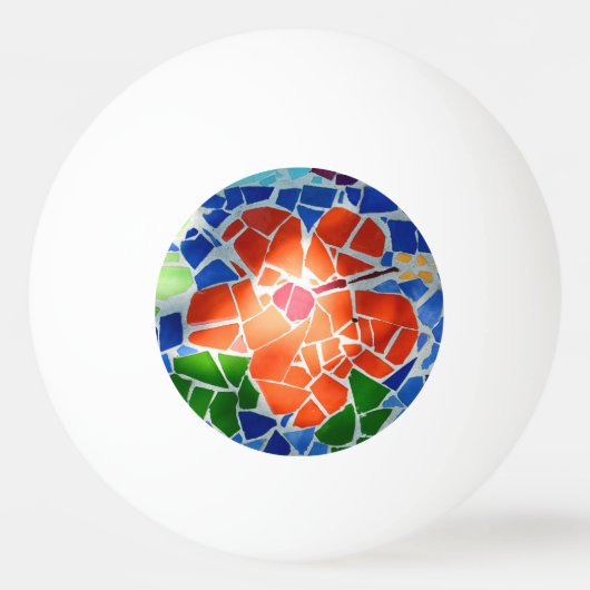 Kleurrijke mozaïekrode ventilator pingpongbal (Voorkant)
