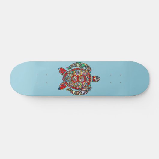 Kleurrijke mozaïekschildpad op Zee blauw Schaats d Persoonlijk Skateboard (Horizontaal)