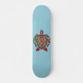 Kleurrijke mozaïekschildpad op Zee blauw Schaats d Persoonlijk Skateboard (Voorkant)