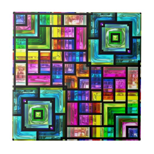 kleurrijke mozaïektegel tegeltje (Voorkant)