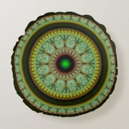 Kleurrijke mozaïekversiering rond kussen