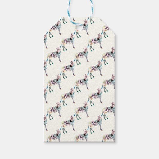 Kleurrijke Mr. Zebra Cadeaulabel (Voorkant)