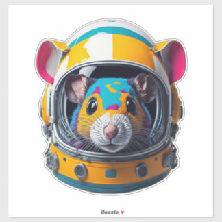 Kleurrijke muis met Astronaut Helmet Sticker