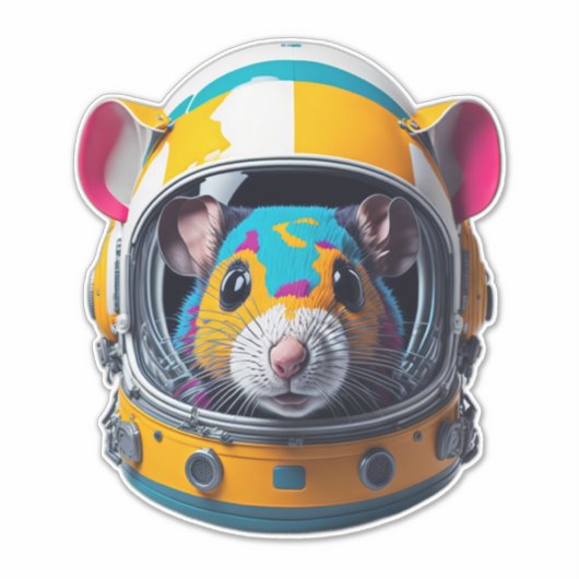 Kleurrijke muis met Astronaut Helmet Sticker (Voorkant)
