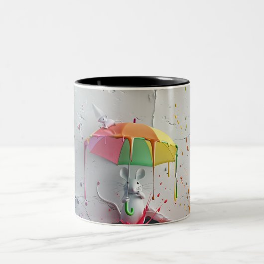 Kleurrijke Muis met Paraplu - 3D Mok (Center)