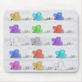 Kleurrijke muizen op gewitwasd hout muismat (Voorkant)