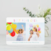 Kleurrijke multi foto nieuwjaarskaart feestdagenkaart (Staand voorkant)