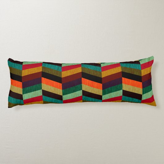 Kleurrijke multi-gekleurde visgraatstijl patroon lichaamskussen (Achterkant)