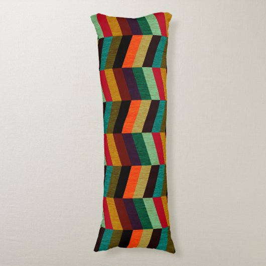 Kleurrijke multi-gekleurde visgraatstijl patroon lichaamskussen (Voorkant Verticaal)