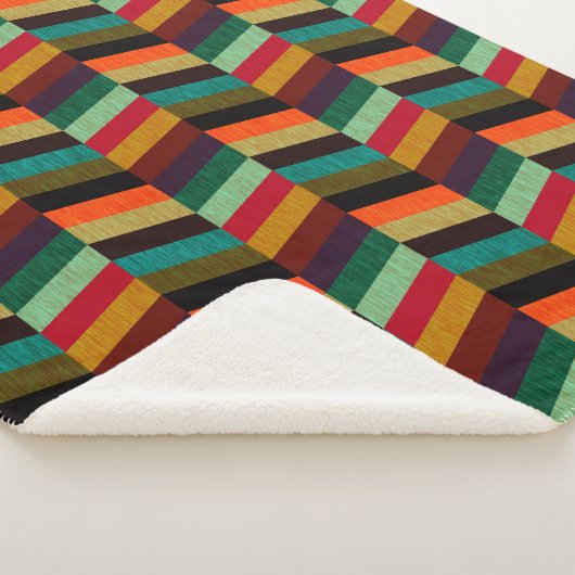 Kleurrijke multi-gekleurde visgraatstijl patroon sherpa deken (3/4)