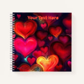 Kleurrijke Multi Hearts Valentijn Notitieboek (Voorkant)