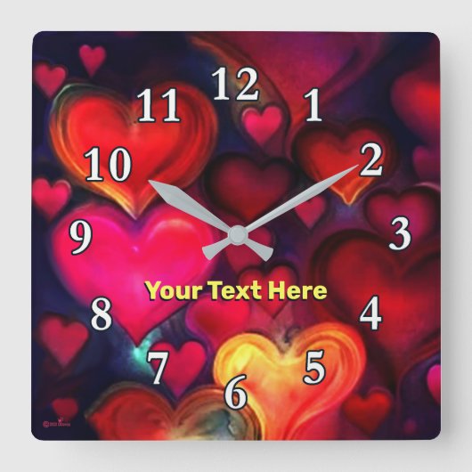 Kleurrijke Multi Hearts Vierkante Klok (Voorkant)