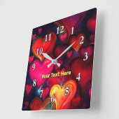 Kleurrijke Multi Hearts Vierkante Klok (Hoek)