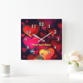 Kleurrijke Multi Hearts Vierkante Klok (Huis)