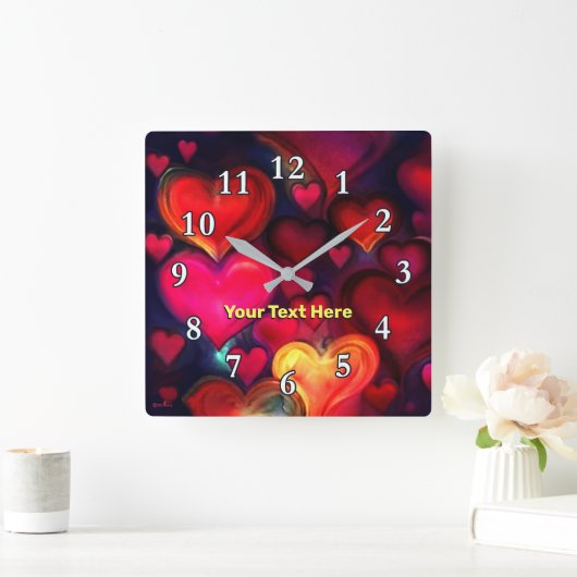 Kleurrijke Multi Hearts Vierkante Klok (Huis)