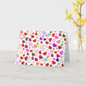 Kleurrijke Multi van harten op Wit Wenskaart Kaart (Gele Bloem)