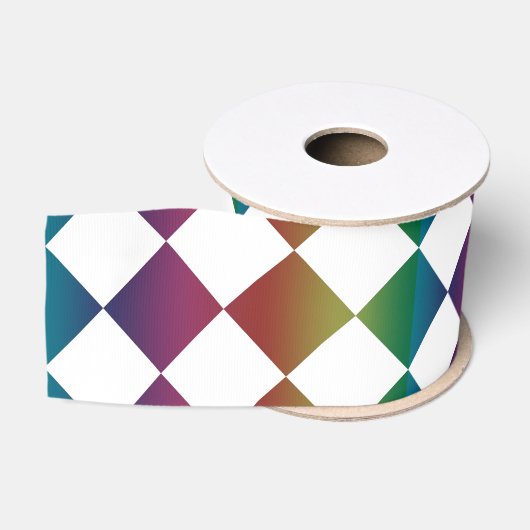 Kleurrijke Multicolor Diamond Harlequin Checker Grosgrain Lint (Spoel)