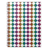 Kleurrijke Multicolor Diamond Harlequin Checker Notitieboek (Voorkant)