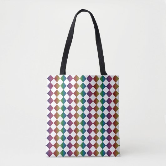 Kleurrijke Multicolor Diamond Harlequin Checker Tote Bag (Voorkant)