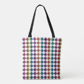 Kleurrijke Multicolor Diamond Harlequin Checker Tote Bag (Achterkant)