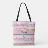 kleurrijke multicolor muzieknotitie tote bag (Achterkant)