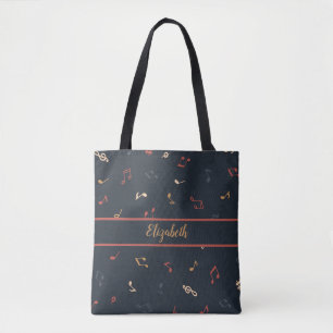 kleurrijke multicolor muzieknotitie tote bag