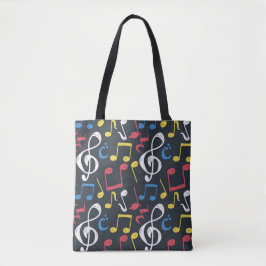 kleurrijke multicolor muzieknotitie treble cleart tote bag