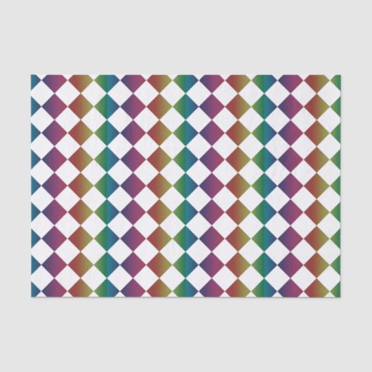 Kleurrijke Multikleur Diamant Harlekijn Schachbret Tissuepapier (Voorkant)