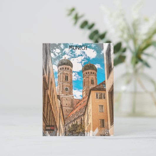 Kleurrijke München Duitsland Frauenkirche Briefkaart (Staand voorkant)
