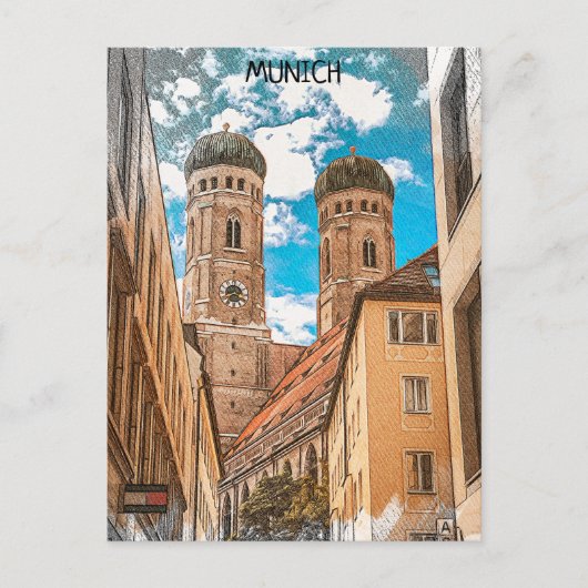 Kleurrijke München Duitsland Frauenkirche Briefkaart (Voorkant)