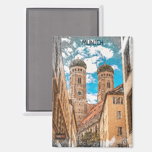 Kleurrijke München Duitsland Frauenkirche Magneet (Voorkant / Achterkant)