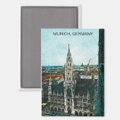 Kleurrijke München Duitsland olieverf Magneet (Voorkant / Achterkant)