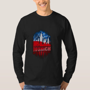 Kleurrijke München Silhouette Aquarel Kunst Münche T-shirt