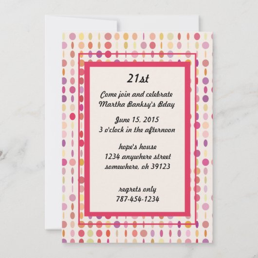 Kleurrijke munten verjaardagsuitnodiging kaart (Achterkant)