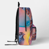 Kleurrijke mus en regenboog bubbel bedrukte rugzak (Links)