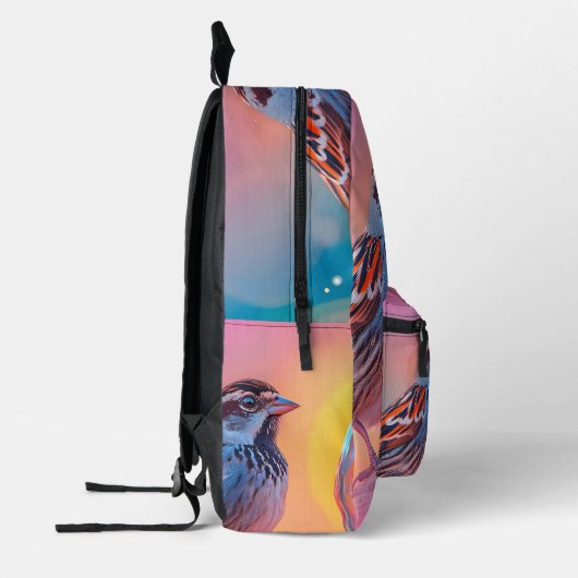 Kleurrijke mus en regenboog bubbel bedrukte rugzak (Links)